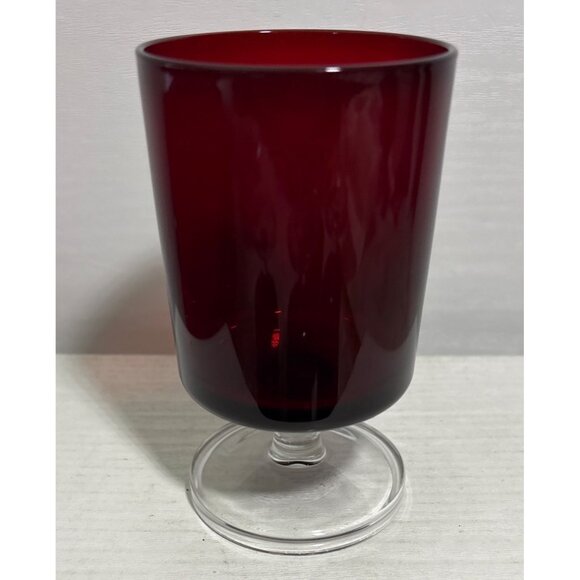 Ruby Red Wine Glasses With Clear Pedestal Base Set Of 5 Vintage - Picture 5 of 8